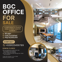 BGC Office For Sale | Corporate Plaza High Street South | 95 sqm | Php 50,000,000